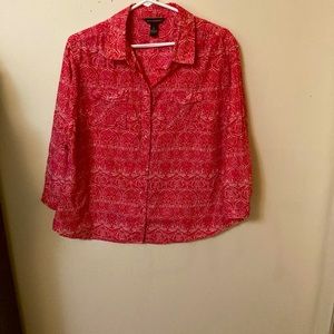 Bit & Bradle 3/4 Inch Sleeve Blouse Fuchsia Paisley XL